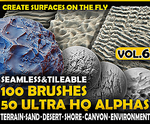 Ultra HQ Terrain Seamless Zbrush brushes/Alphas V6