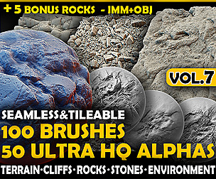 Ultra HQ Terrain Seamless Zbrush brushes/Alphas V7