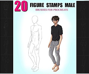 Figure Stamps MALE, Figure brushes for Procreate