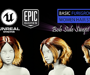 Bob Side Swept Bangs Unreal Engine 4