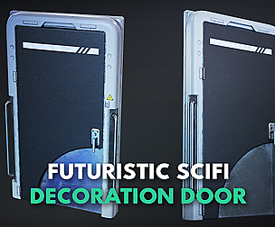 Futuristic Scifi Decoration Door -Game Ready- PBR