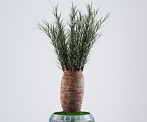 Painted metal vase for Palm