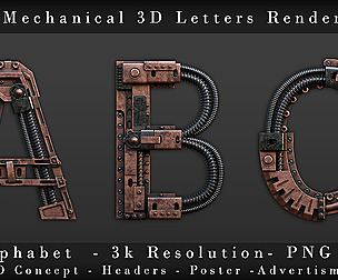 Mechanical 3D Letters Alphabet