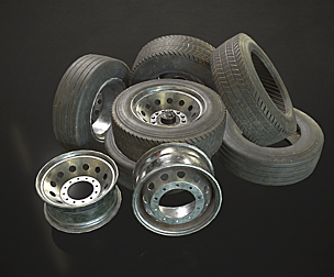 Truck Wheels Rims & Tires - Low Poly