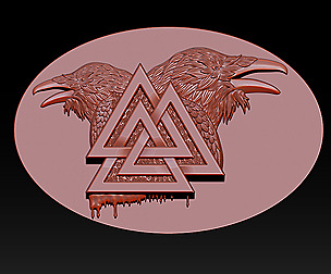 Valknut Symbol and Raven pendant