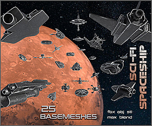 25 SCI-FI Spaceship Base meshes