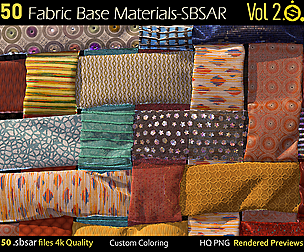 50 Fabric Materials-sbsar-4k-custom colors-Vol2