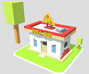 Pizza Shop 3D Low Poly