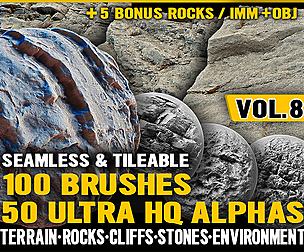 Ultra HQ Terrain Seamless Zbrush brushes/Alphas V8