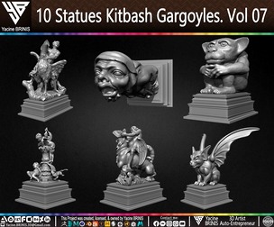 10 Statues Kitbash Gargoyles Volume 07