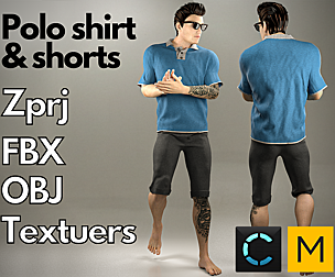 Marvelous Designer + Clo3d : Polo shirt & shorts