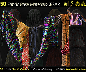 50 Fabric Materials-sbsar-4k-custom colors-Vol3