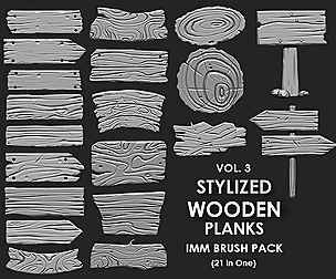 Stylized Wooden Plank IMM Brush Pack 21 in OneVol3
