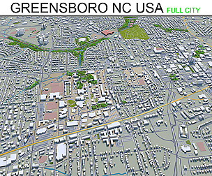Greensboro City 3D Model 60km