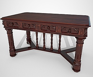 Victorian table with embossed heads