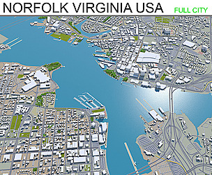 Norfolk City 3D Model 40km