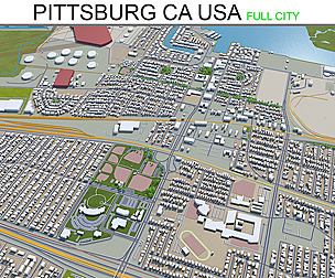 Pittsburg City California 3D Model  30Km