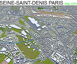Hauts-de-Seine city Greater Paris 3d model 40km