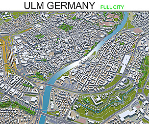 Ulm City Germany 3D Model 40km