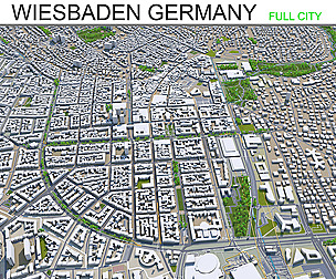 Wiesbaden City Germany 3D Model 50km