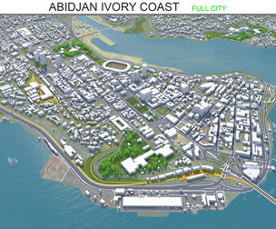 Abidjan city Ivory Coast 3d model 40km