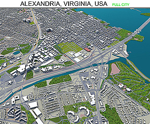 Alexandria city Virginia USA 3d model 20km