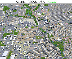 Allen city Texas USA 20km 3d model
