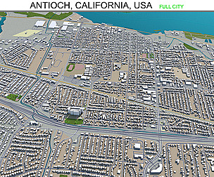 Antioch city California USA 3d model 30km