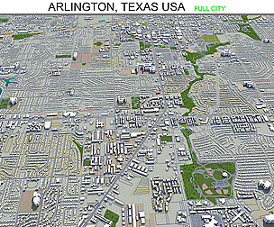 Arlington city Texas USA 3d model 40km