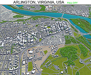 Arlington city Virginia USA 3d model 20 km