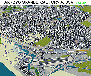Arroyo Grande city California USA 3d model 20km