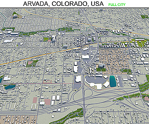 Arvada city Colorado USA 3d model 40km