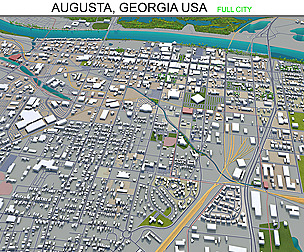 Augusta city Georgia USA 3d model 60km