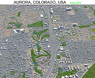Aurora city Colorado USA d model 60km