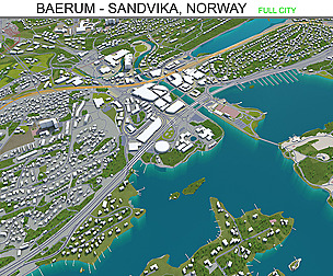 Baerum Sandvika city Norway 3d model  10km