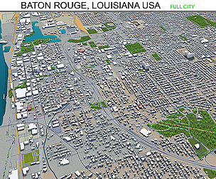 Baton Rouge city Louisiana USA 3d model 40km