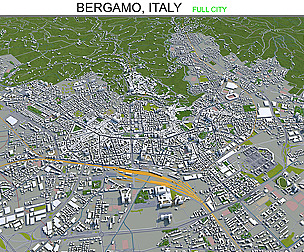 Bergamo city Italy 3d model 30km