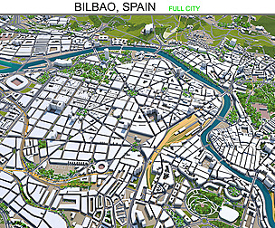 Bilbao city Spain 3d model 50km