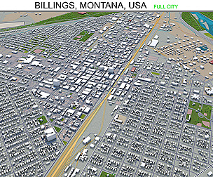 Billings city Montana USA 3d model  40km