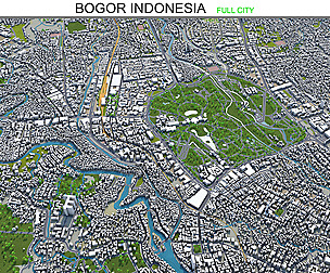 Bogor city Indonesia 3d model 20km