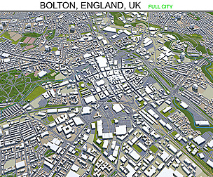 Bolton city England UK 3d model 30km
