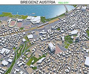 Bregenz city Austria 3d model 15km