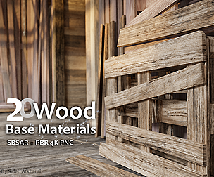 20 Wood Base Materials _ SBSAR + 4K PBR PNG