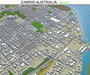 Cairns city Australia 3d model 50km