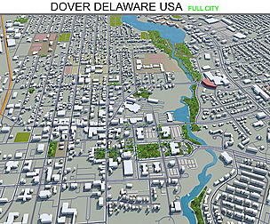 Dover city Delaware USA 3d model 20km