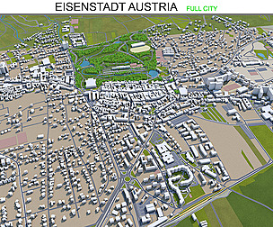 Eisenstadt city Austria 3d model 15km