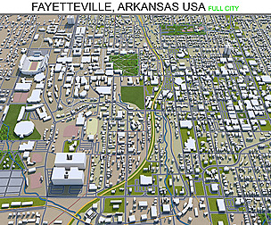 Fayetteville city Arkansas USA 3d model 30km