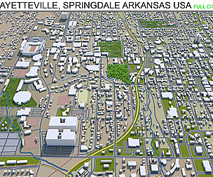 Fayetteville city Rogers USA 3d model 80km