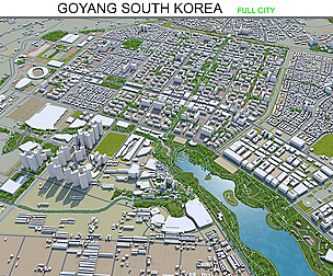 Goyang city South Korea 3d model 40km