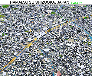 Hamamatsu city Shizuoka Japan 3d model 90km